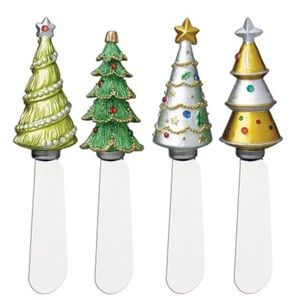 NEW: Boston Warehouse Jeweled Christmas Tree Spreader Set Of 4